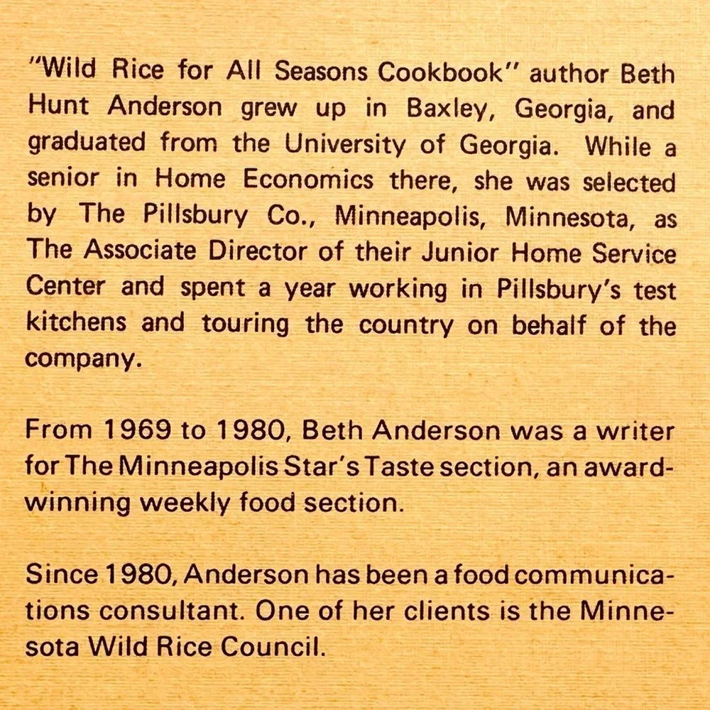Wild Rice for All Seasons Vintage Cookbook by Beth Anderson